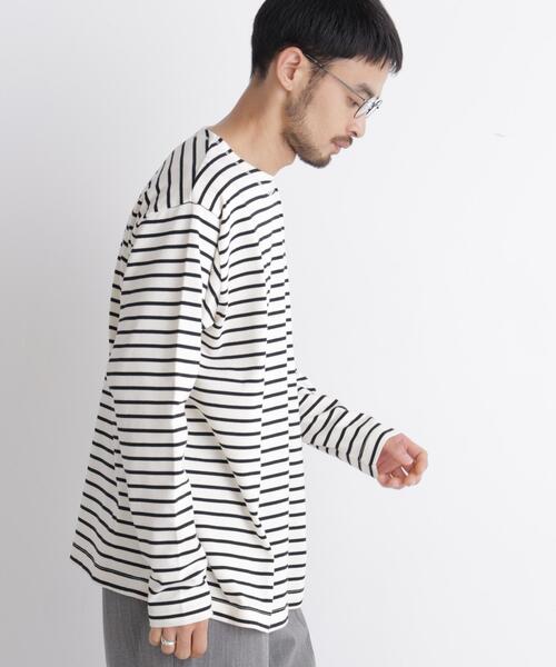 NANO universe(ナノユニバース)の「ボーダーバスクTシャツ 長袖(Tシャツ/カットソー・メンズ・ホワイト/ブラック・L/M/S)」の12枚目の写真