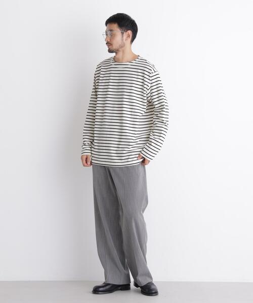 NANO universe(ナノユニバース)の「ボーダーバスクTシャツ 長袖(Tシャツ/カットソー・メンズ・ホワイト/ブラック・L/M/S)」の14枚目の写真