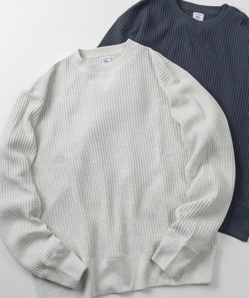 JEMORGAN(ジェーイーモーガン)の「【87】【JEMORGAN/ジェーイーモーガン】ビッグワッフル ワイドシルエット クルーネック スウェット/ヘビーウェイト/ユニセックス/レディース/メンズ(スウェット・メンズ・チャコールグレー/オートミール/ブラック/ホワイト/グレー/ネイビー/ブラウン・M/L/XL)」の6枚目の写真