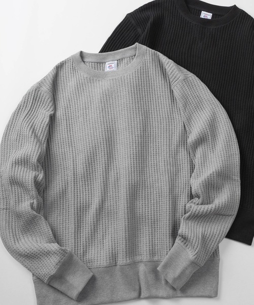 JEMORGAN(ジェーイーモーガン)の「【87】【JEMORGAN/ジェーイーモーガン】ビッグワッフル ワイドシルエット クルーネック スウェット/ヘビーウェイト/ユニセックス/レディース/メンズ(スウェット・メンズ・チャコールグレー/オートミール/ブラック/ホワイト/グレー/ネイビー/ブラウン・M/L/XL)」の4枚目の写真