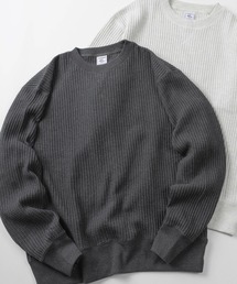 【87】【JEMORGAN/ジェーイーモーガン】ビッグワッフル ワイドシルエット クルーネック スウェット/ヘビーウェイト/ユニセックス/レディース/メンズ