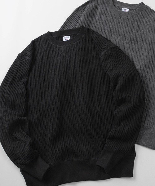 JEMORGAN(ジェーイーモーガン)の「【87】【JEMORGAN/ジェーイーモーガン】ビッグワッフル ワイドシルエット クルーネック スウェット/ヘビーウェイト/ユニセックス/レディース/メンズ(スウェット・メンズ・チャコールグレー/オートミール/ブラック/ホワイト/グレー/ネイビー/ブラウン・M/L/XL)」の2枚目の写真