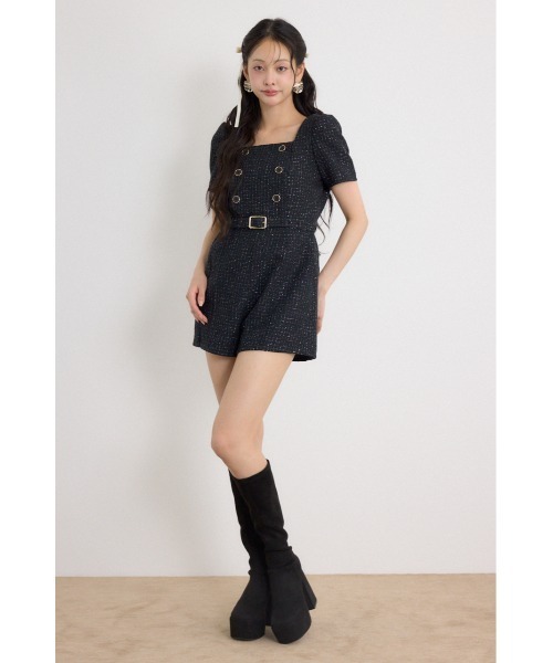 rienda(リエンダ)の「ダブルボタンロンパース 秋服(ワンピース・レディース・マルチ/ブラック/ホワイト・MEDIUM/SMALL)」の7枚目の写真