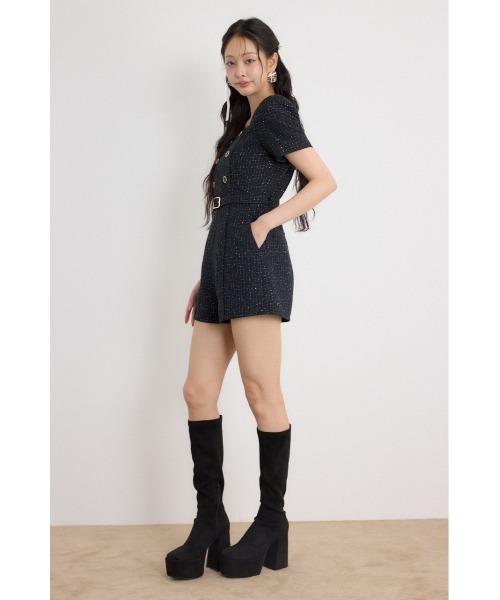 rienda(リエンダ)の「ダブルボタンロンパース 秋服(ワンピース・レディース・マルチ/ブラック/ホワイト・MEDIUM/SMALL)」の8枚目の写真