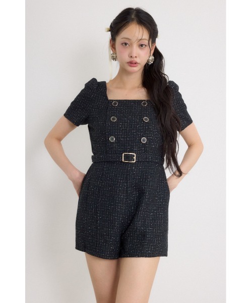 rienda(リエンダ)の「ダブルボタンロンパース 秋服(ワンピース・レディース・マルチ/ブラック/ホワイト・MEDIUM/SMALL)」の10枚目の写真