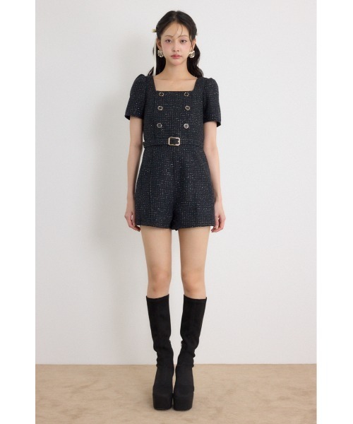 rienda(リエンダ)の「ダブルボタンロンパース 秋服(ワンピース・レディース・マルチ/ブラック/ホワイト・MEDIUM/SMALL)」の13枚目の写真