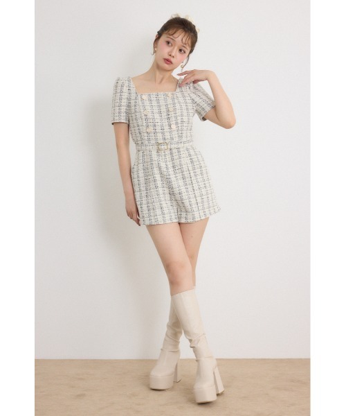 rienda(リエンダ)の「ダブルボタンロンパース 秋服(ワンピース・レディース・マルチ/ブラック/ホワイト・MEDIUM/SMALL)」の22枚目の写真