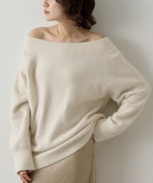 オフショルVネックニットプルオーバー