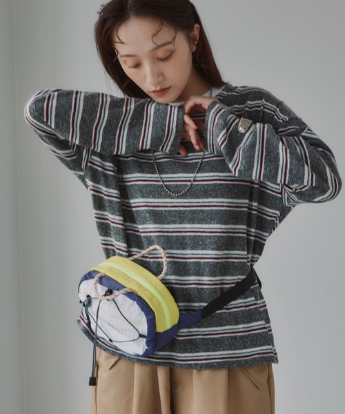 210nouve(トゥージュヌーブ)の「配色 マルチボーダー リンガー ロンT(Tシャツ/カットソー・レディース・ダークブラウン/ネイビー/グレー・FREE)」の19枚目の写真