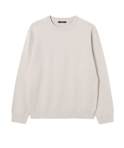ADHOC(アドホック)の「男性ベーシックラウンドネックプルオーバーニット (LT-BEIGE) (HBALK92)(ニット/セーター・メンズ・その他・95)」の1枚目の写真