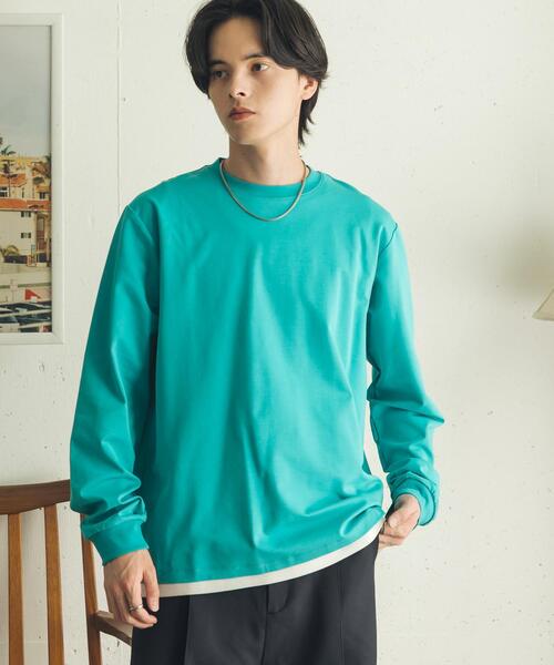 SENSE OF PLACE by URBAN RESEARCH(センスオブプレイスバイアーバンリサーチ)の「『イージーケア/吸水速乾』コンフォートロングTシャツ(Tシャツ/カットソー・メンズ・ホワイト/チャコールグレー/ブルー系その他・X-LARGE/MEDIUM/LARGE)」の3枚目の写真