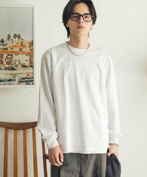SENSE OF PLACE by URBAN RESEARCH(センスオブプレイスバイアーバンリサーチ)の「『イージーケア/吸水速乾』コンフォートロングTシャツ(Tシャツ/カットソー・メンズ・ホワイト/チャコールグレー/ブルー系その他・X-LARGE/MEDIUM/LARGE)」の1枚目の写真