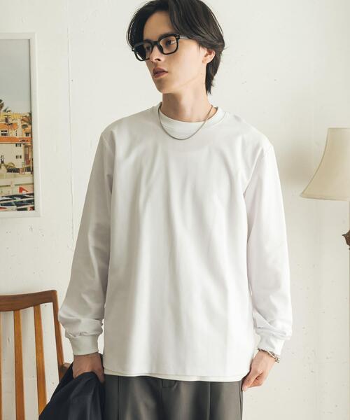 SENSE OF PLACE by URBAN RESEARCH(センスオブプレイスバイアーバンリサーチ)の「『イージーケア/吸水速乾』コンフォートロングTシャツ(Tシャツ/カットソー・メンズ・ホワイト/チャコールグレー/ブルー系その他・X-LARGE/MEDIUM/LARGE)」の15枚目の写真