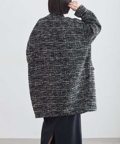 journal standard L'essage(ジャーナルスタンダードレサージュ)の「《一部WEB限定カラー/》SUPER140S/GIOLICA コクーンコート(ノーカラーコート・レディース・ブラックミックス/カーキ/ブラック/ブラック系その他・36/38)」の16枚目の写真