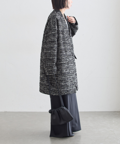 journal standard L'essage(ジャーナルスタンダードレサージュ)の「《一部WEB限定カラー/》SUPER140S/GIOLICA コクーンコート(ノーカラーコート・レディース・ブラックミックス/カーキ/ブラック/ブラック系その他・36/38)」の19枚目の写真