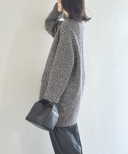 journal standard L'essage(ジャーナルスタンダードレサージュ)の「《一部WEB限定カラー/》SUPER140S/GIOLICA コクーンコート(ノーカラーコート・レディース・ブラックミックス/カーキ/ブラック/ブラック系その他・36/38)」の21枚目の写真