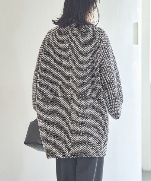 journal standard L'essage(ジャーナルスタンダードレサージュ)の「《一部WEB限定カラー/》SUPER140S/GIOLICA コクーンコート(ノーカラーコート・レディース・ブラックミックス/カーキ/ブラック/ブラック系その他・36/38)」の22枚目の写真