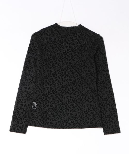 almo(アルモ)の「【Bls】 【ZL】【Bling Leads】フロッキーレオパード柄 シアートップス(BL)(Tシャツ/カットソー・レディース・ブラック・FREE)」の5枚目の写真
