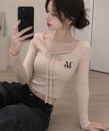 A'GEM/9 × .kom 『MUCENT/ムセント』 VERION STRAP RIBBON LONG SLEEVE TEE/VERION ストラップリボン長袖Tシャツ