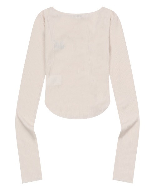 MUCENT(ムセント)の「A'GEM/9 × .kom 『MUCENT/ムセント』 VERION STRAP RIBBON LONG SLEEVE TEE/VERION ストラップリボン長袖Tシャツ(Tシャツ/カットソー・レディース・ベージュ/ホワイト/チャコールグレー・FREE)」の7枚目の写真