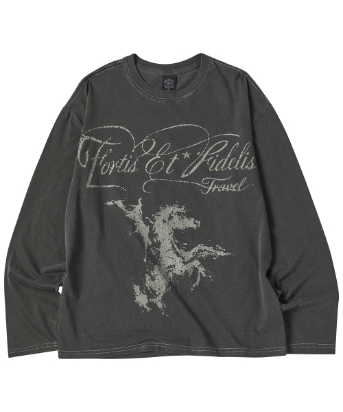 TRAVEL(トラベル)の「フォーティスホースピグメントロングスリーブブラックチャコール(Tシャツ/カットソー・メンズ・その他・SMALL/MEDIUM/LARGE)」の2枚目の写真