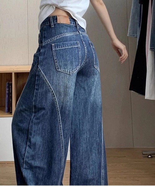 NEW GENTLEMAN(ニュージェントルマン)の「シェルビーデニム ワイドバギー ルーズ パンツ(デニムパンツ・レディース・ブルー・S/M/L)」の3枚目の写真