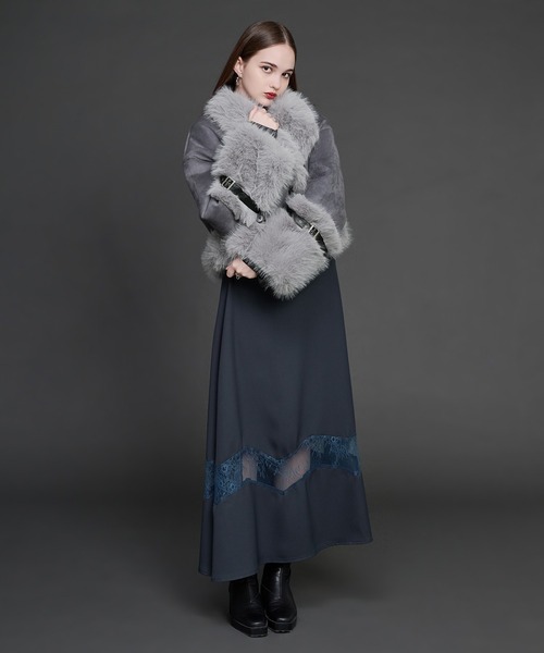 Ellno de Mavie(エルノデメヴィ)の「ベルトソデショートフェイクムートンコート(ムートンコート・レディース・グレー/ブラック・FREE)」の22枚目の写真