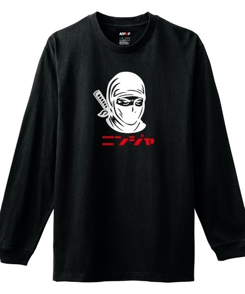 NIPOP(ニポップ)の「NIPOP(ニポップ) 長袖Tシャツ 忍者 イラスト 和 プリント インバウンド お土産 ロンT トップス メンズ ユニセックス(Tシャツ/カットソー・メンズ・ヘザーグレー/ブラック/ホワイト・M/L/XL)」の1枚目の写真