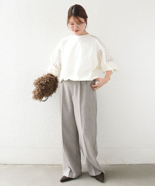SHIPS(シップス)の「〈洗濯機可能〉FUNCTION セミ ワイド パンツ 26AW(スラックス・レディース・ネイビー/ベージュ系・40/38/36/34)」の22枚目の写真