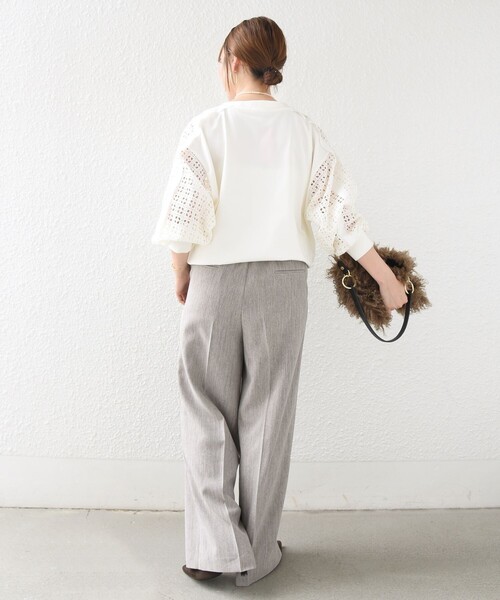 SHIPS(シップス)の「〈洗濯機可能〉FUNCTION セミ ワイド パンツ 26AW(スラックス・レディース・ネイビー/ベージュ系・40/38/36/34)」の21枚目の写真