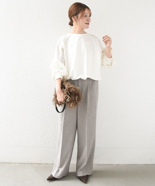 SHIPS(シップス)の「〈洗濯機可能〉FUNCTION セミ ワイド パンツ 26AW(スラックス・レディース・ネイビー/ベージュ系・40/38/36/34)」の20枚目の写真