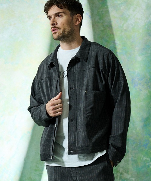ACANTHUS（アカンサス）の「mj11924- Type1 WWⅡ Stripe Tropical Wool Jacket ウールストライプジャケット(JK2701)（その他アウター・メンズ・チャコール/ブラック・XL/L/M/S）」の3枚目の写真