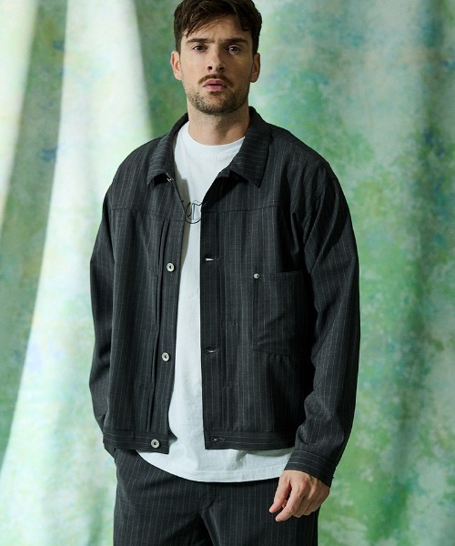 ACANTHUS（アカンサス）の「mj11924- Type1 WWⅡ Stripe Tropical Wool Jacket ウールストライプジャケット(JK2701)（その他アウター・メンズ・チャコール/ブラック・XL/L/M/S）」の4枚目の写真