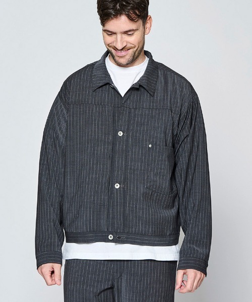 ACANTHUS（アカンサス）の「mj11924- Type1 WWⅡ Stripe Tropical Wool Jacket ウールストライプジャケット(JK2701)（その他アウター・メンズ・チャコール/ブラック・XL/L/M/S）」の10枚目の写真