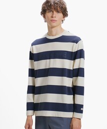 テクスチャーロゴ ボーダーロングスリーブTシャツ