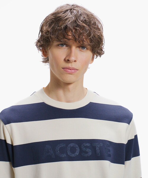 LACOSTE(ラコステ)の「テクスチャーロゴ ボーダーロングスリーブTシャツ(Tシャツ/カットソー・メンズ・アイボリー/イエロー/ダークグレー・4/3/2/5)」の7枚目の写真