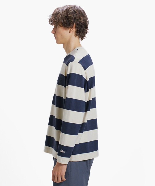 LACOSTE(ラコステ)の「テクスチャーロゴ ボーダーロングスリーブTシャツ(Tシャツ/カットソー・メンズ・アイボリー/イエロー/ダークグレー・4/3/2/5)」の9枚目の写真