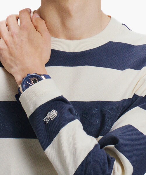 LACOSTE(ラコステ)の「テクスチャーロゴ ボーダーロングスリーブTシャツ(Tシャツ/カットソー・メンズ・アイボリー/イエロー/ダークグレー・4/3/2/5)」の10枚目の写真