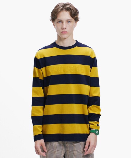 LACOSTE(ラコステ)の「テクスチャーロゴ ボーダーロングスリーブTシャツ(Tシャツ/カットソー・メンズ・アイボリー/イエロー/ダークグレー・4/3/2/5)」の17枚目の写真
