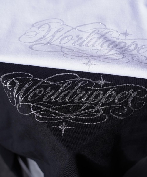 RIPPER(リッパー)の「【RIPPER】ラメ加工 レタリングロゴ クロップド ロンT / Glitter Lettering Logo Cropped Long Sleeve T-Shirt / ヘビーウェイト 短丈(Tシャツ/カットソー・メンズ・ブラック/ホワイト・S/M/L)」の3枚目の写真