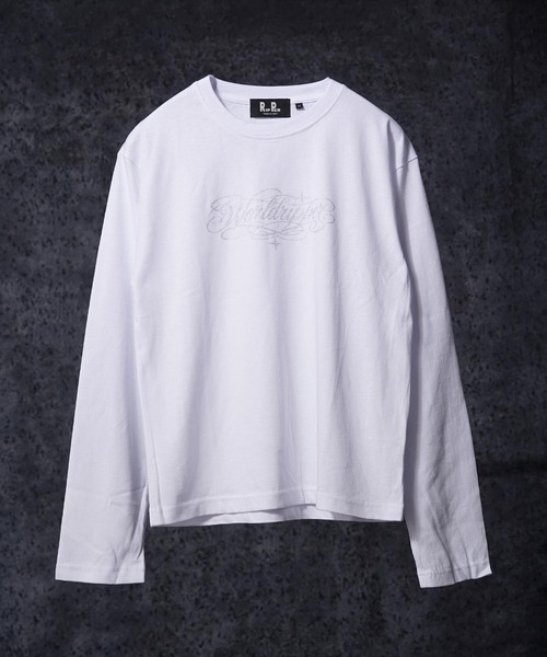RIPPER(リッパー)の「【RIPPER】ラメ加工 レタリングロゴ クロップド ロンT / Glitter Lettering Logo Cropped Long Sleeve T-Shirt / ヘビーウェイト 短丈(Tシャツ/カットソー・メンズ・ブラック/ホワイト・S/M/L)」の4枚目の写真