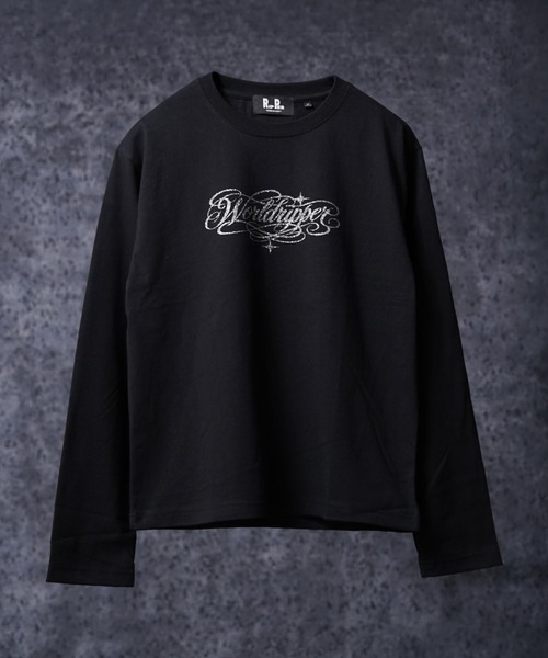 RIPPER(リッパー)の「【RIPPER】ラメ加工 レタリングロゴ クロップド ロンT / Glitter Lettering Logo Cropped Long Sleeve T-Shirt / ヘビーウェイト 短丈(Tシャツ/カットソー・メンズ・ブラック/ホワイト・S/M/L)」の18枚目の写真
