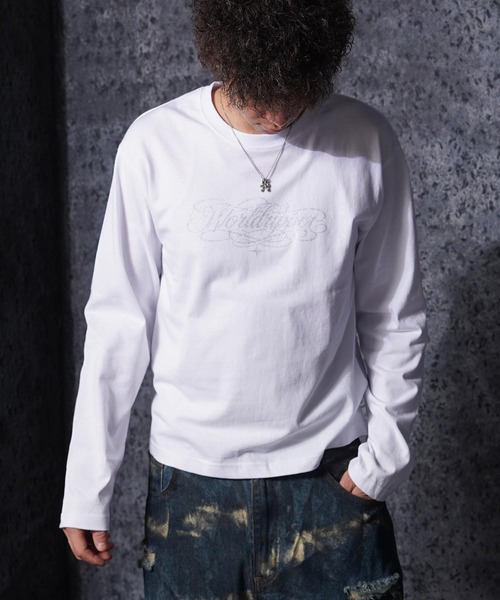 RIPPER(リッパー)の「【RIPPER】ラメ加工 レタリングロゴ クロップド ロンT / Glitter Lettering Logo Cropped Long Sleeve T-Shirt / ヘビーウェイト 短丈(Tシャツ/カットソー・メンズ・ブラック/ホワイト・S/M/L)」の12枚目の写真