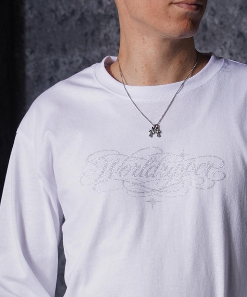 RIPPER(リッパー)の「【RIPPER】ラメ加工 レタリングロゴ クロップド ロンT / Glitter Lettering Logo Cropped Long Sleeve T-Shirt / ヘビーウェイト 短丈(Tシャツ/カットソー・メンズ・ブラック/ホワイト・S/M/L)」の16枚目の写真