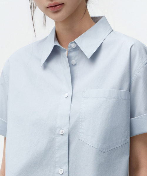 MUSINSA STANDARD WOMAN（ムシンサスタンダードウーマン）の「ウィメンズリラックスドソフトポプリン半袖シャツ[スカイブルー]（シャツ/ブラウス・レディース・その他・SMALL/MEDIUM/LARGE/X-SMALL）」の4枚目の写真