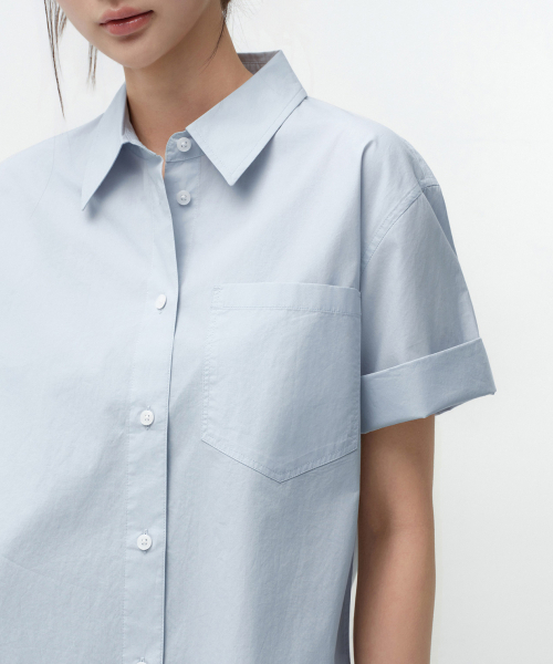MUSINSA STANDARD WOMAN（ムシンサスタンダードウーマン）の「ウィメンズリラックスドソフトポプリン半袖シャツ[スカイブルー]（シャツ/ブラウス・レディース・その他・SMALL/MEDIUM/LARGE/X-SMALL）」の5枚目の写真