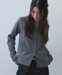 stud detail double zip hoodie / スタッズデザインダブルジップパーカー