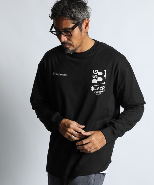 BLACK LABEL〕GRAPHIC PRINT ROUND HEM L/S TEE:吸湿速乾 T/C天竺 BLACK LABEL〕GRAPHIC PRINT ROUND HEM L/S TEE:吸湿速乾 T/C天竺