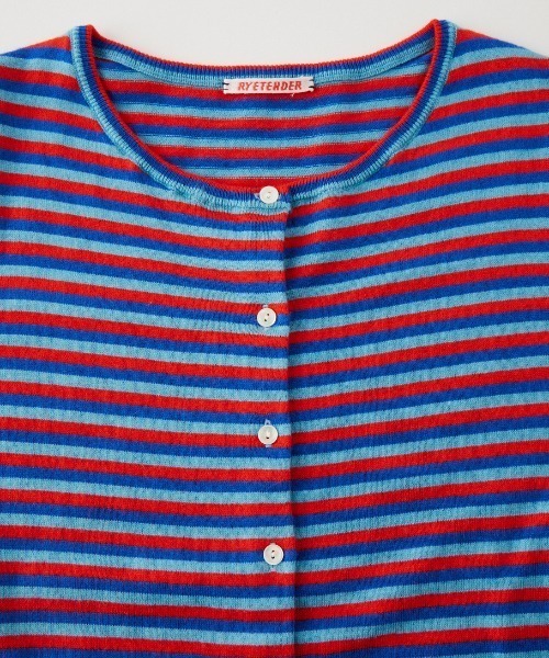 RYE TENDER（ライテンダー）の「【WEB先行予約】[RYE TENDER] 別注 マルチボーダー カットカーディガン（カーディガン/ボレロ・レディース・パープル/イエロー/ブルー/ピンク・0）」の8枚目の写真