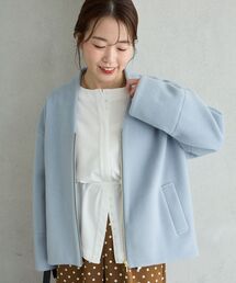 ノーカラージップミドルコート
